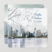 Invitation PixDezines Chicago Lakeshore Skyline/invitations (Devant / Derrière)