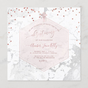 Invitation PixDezines Christening Blush Honeycomb Marble