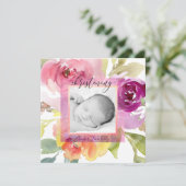 Invitation PixDezines Christening Bold Watercolor Flowers (Debout devant)