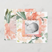 Invitation PixDezines Christening Été Aquarelle Fleurs (Devant / Derrière)