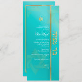 Invitation PixDezines Classic Bar Mitzvah/aqua/or (Devant / Derrière)