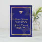 Invitation PixDezines Classic Bar Mitzvah/do-it-yourself bleu (Debout devant)