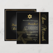 Invitation PixDezines Classic Bar Mitzvah/gold+black (Devant / Derrière)