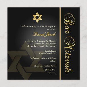 Invitation PixDezines Classic Bar Mitzvah/gold+black