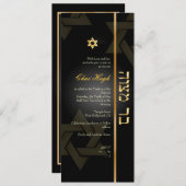 Invitation PixDezines Classic Bar Mitzvah/noir/or (Devant / Derrière)