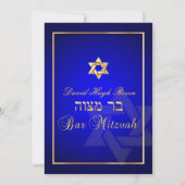 Invitation PixDezines Classic Mitzvah/royal bleu/faux or (Dos)