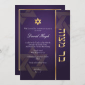 Invitation PixDezines Classic Mitzvah/violet/faux or (Devant / Derrière)