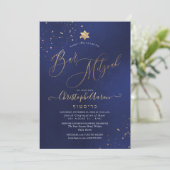 Invitation PixDezines Classic Navy+Gold Bar Mitzvah (Debout devant)