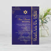 Invitation PixDezines Classic/Stylish Bar Mitzvah/blue/gold (Debout devant)