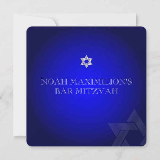 Invitation PixDezines classique mitzvah/cobalt/argent (Devant)