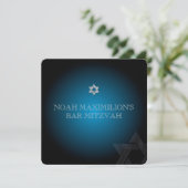 Invitation PixDezines classique mitzvah/turquoise/bleu/argent (Debout devant)