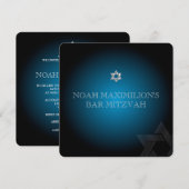 Invitation PixDezines classique mitzvah/turquoise/bleu/argent (Devant / Derrière)