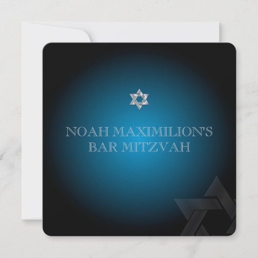Invitation PixDezines classique mitzvah/turquoise/bleu/argent (Devant)