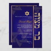 Invitation PixDezines Classy Photo Bar Mitzvah/bleu foncé/or (Devant / Derrière)