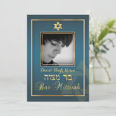 Invitation PixDezines Classy Photo Bar Mitzvah/violet (Debout devant)