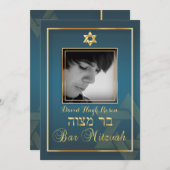 Invitation PixDezines Classy Photo Bar Mitzvah/violet (Devant / Derrière)