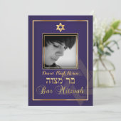 Invitation PixDezines Classy Photo Bar Mitzvah/violet (Debout devant)