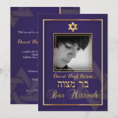 Invitation PixDezines Classy Photo Bar Mitzvah/violet (Devant / Derrière)