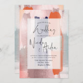 Invitation PixDezines Color Block Navy, Rose Gold Blush (Devant / Derrière)