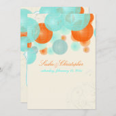 Invitation PixDezines corail+lanternes bleues/do-it-yourself  (Devant / Derrière)