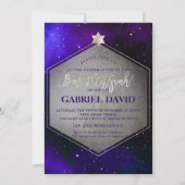 Invitation PixDezines Cosmic / Galaxy Bar Mitzvah Argent (Dos)