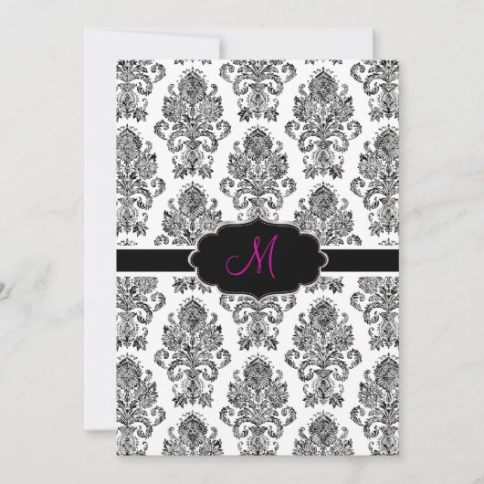 Invitation PixDezines couleur Damask victorienne/Noir+Blanc/D (Devant)