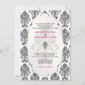 Invitation PixDezines couleur Damask victorienne/Noir+Blanc/D (Dos)