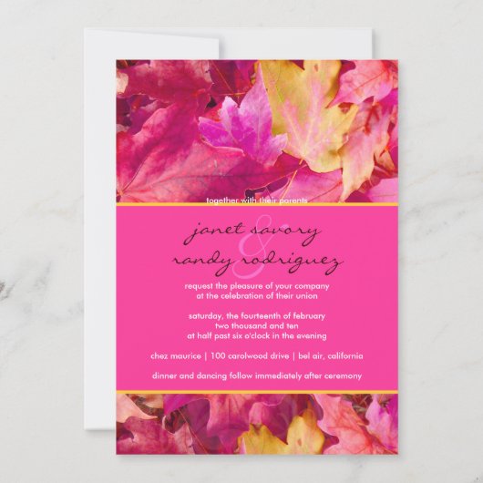 Invitation PixDezines couleur Mariage de automne/DO-IT-YOURSE (Dos)