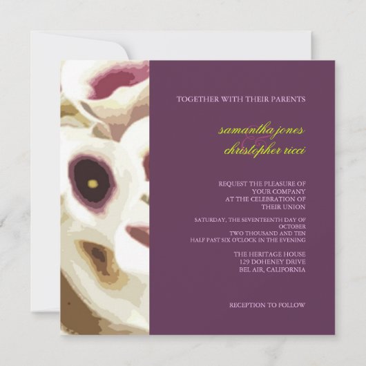 Invitation PixDezines couleur violet calla lys/do-it-yourself (Dos)