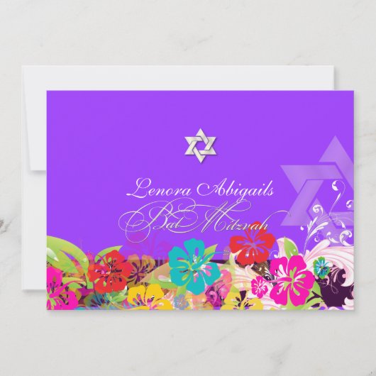 Invitation PixDezines couleurs hibiscus/Bat mitzvah/do-it-you (Devant)