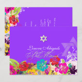 Invitation PixDezines couleurs hibiscus/Bat mitzvah/do-it-you (Devant / Derrière)