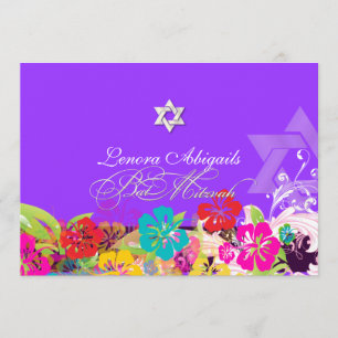 Invitation PixDezines couleurs hibiscus/Bat mitzvah/do-it-you