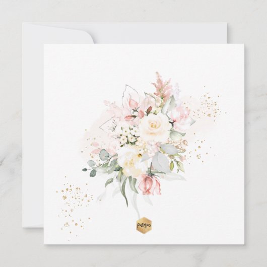 Invitation PixDezines Crème Bleue Roses Première Sainte Commu (Dos)