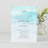 Invitation PixDezines Crystal Blue BeachShoreline Quinceanera (Debout devant)