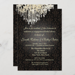 Invitation PixDezines Crystal Chandelier+arianna damask