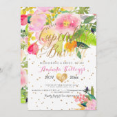 Invitation PixDezines Cupcakes & Bubbly Spring Floral (Devant / Derrière)