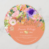 Invitation PixDezines Cupcakes & Bubbly Spring Floral (Devant / Derrière)