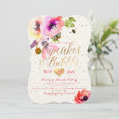 Invitation PixDezines Cupcakes Floraux Aquarelle + Pétillant (Debout devant)