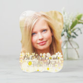 Invitation PixDezines Daisies Rétro Photo/Bat Mitzvah (Debout devant)