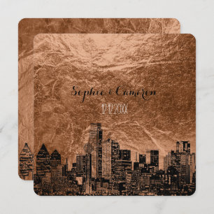 Invitation PixDezines Dallas arrière - plan en cuivre esquiss