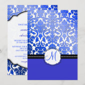 Invitation PixDezines, damas de la flore bleue royale/arrière (Devant / Derrière)