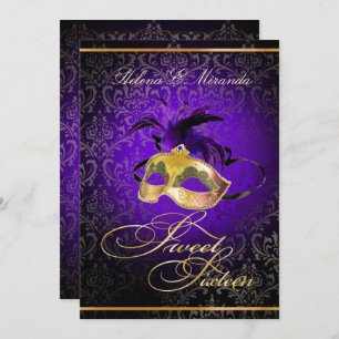 Invitation PixDezines DAMASK SWEET 16 MASQUÉRADE/DO-IT-YOURSE