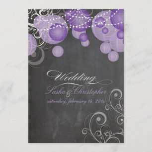 Invitation PixDezines, damier+lanternes violettes/