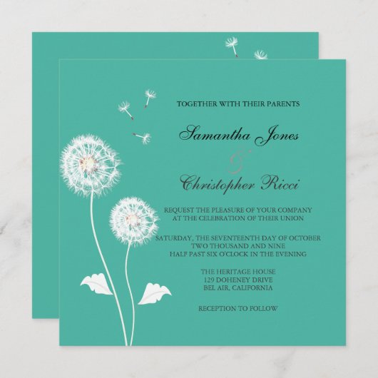 Invitation PixDezines Dandelions, do-it-yourself couleurs arr (Devant / Derrière)
