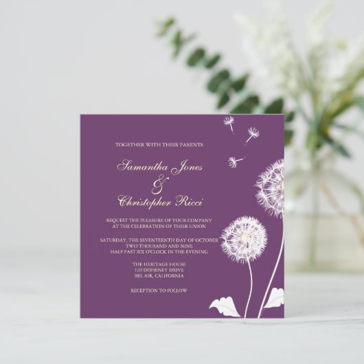 Invitation PixDezines Dandelions, do-it-yourself couleurs arr (Debout devant)