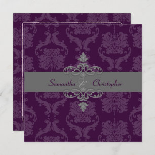 Invitation PixDezines DARK PLUM LILIANA DAMASK, DO-IT-YOURSEL