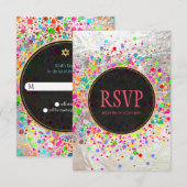 Invitation PixDezines Dazzled/Specks de néon/RSVP Bat mitzvah (Devant / Derrière)