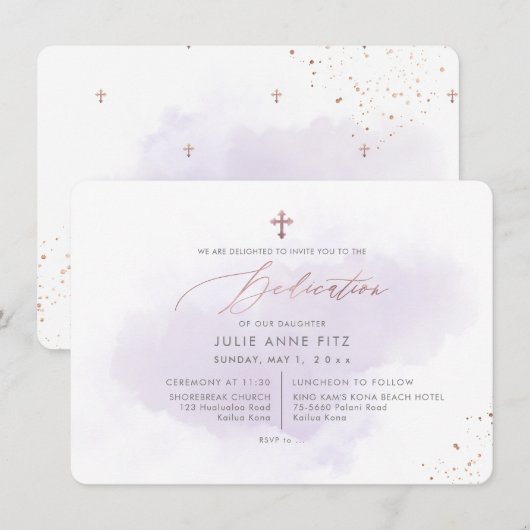 Invitation PixDezines dédicace aquarelle violette (Devant / Derrière)
