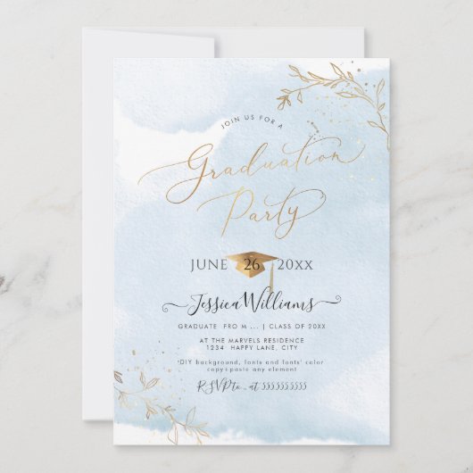 Invitation PixDezines Delicate Gold Foliage (Devant)