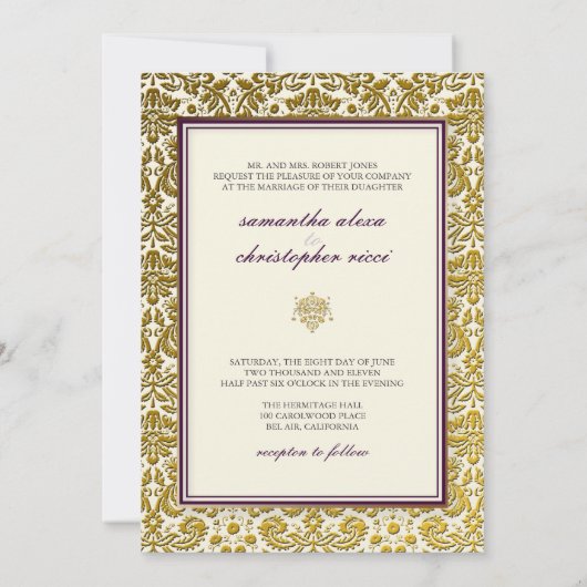 Invitation PixDezines desiens damask/DO-IT-YOURSELF arrière - (Dos)